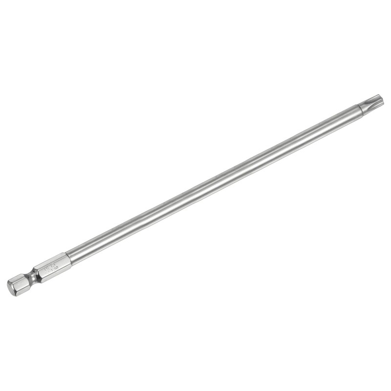 sourcing map T30 Security Torx Bit 1/4" Hex Shank 6"