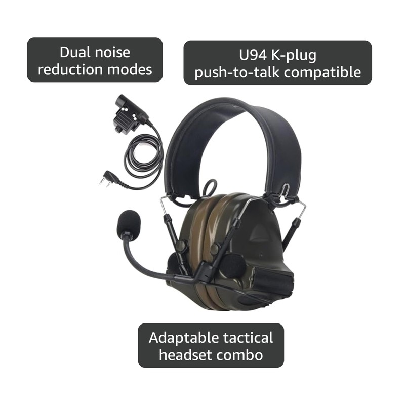 JinBling Tactical Headset with ptt,Z-Tactical C2 Airsoft Headset with U94-KEN