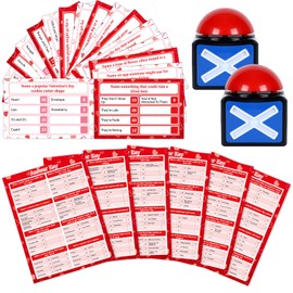 gisgfim Valentine Friendly Feud Game with 2 Pcs Game Buzzer with Light and Sound Valentines Party Card Game Family Game Night Trivia Quiz Game Fun Feud for Valentine Party Supplies