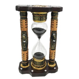 Ebros Gift Endless Time Shifting Warp Column Pillars Steampunk Gearwork Sandtimer Black Sand Figurine Sculpture Sand Timers Victorian Industrial Sci Fi Decor