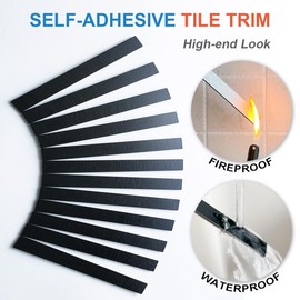 DICOFUN Brushed Black Peel and Stick Tile Trim, 6" Self Adhesive Molding Edge Trim for Peel and Stick Backsplash (Pack of 60, Includes Glass Diamonds)