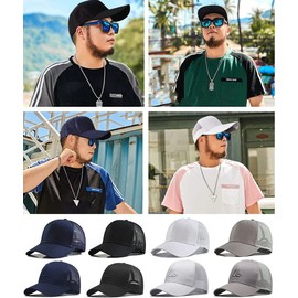 Spargel Men's Mesh Cap, Hat, Large Size (Up to 25.6 inches (65 cm), Deep Baseball Cap, Black logo, XL