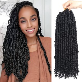 Passion Twist Crochet Hair for Black Women Pre Looped 18 Inch Long Crochet Passion Twist Pretwisted 8 Pack Braiding Synthetic Bohemian Twists Curly Ends Hair Extensions #1