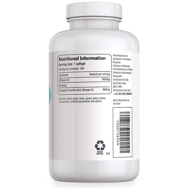 CLA 1000mg 360 Capsules, CLA in Cold Pressed Safflower Oil