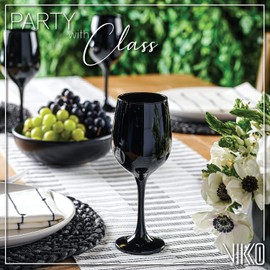 Vikko Décor Black Wine Glasses: 11 Oz Fancy Wine Glasses With Stem For Red And White Wine- Thick And Durable Wine Glass- Dishwasher Safe - Great For Wine Tasting- Set Of 6 Decorative Goblets