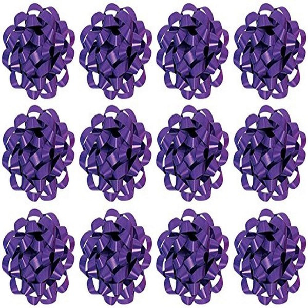 The Gift Wrap Company Decorative Confetti Gift Bows, Large, Purple, pack of 12
