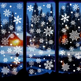 238 PCS Christmas Snowflake Window Clings Decorations, Xmas Window Stickers Decal 8 Sheets