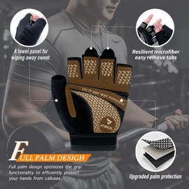 ATERCEL - Guantes de levantamiento de pesas, protección completa de la palma, guantes de entrenamiento para gimnasio, ciclismo, ejercicio, transpirables, súper ligeros para hombres y mujeres (negro,