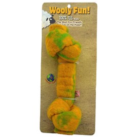 One Pet Planet Wool Knotted Bone Chew Toy, 8.5-Inch, Yellow
