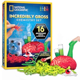 National Geographic Incredibly Gross Science Kit – 16 Disgusting Experiments with Bonus Guide, Yucky Slime Chemistry Set, Learning Toy, STEM Project for Boys and Girls, Birthday Gifts for Kids 8-12