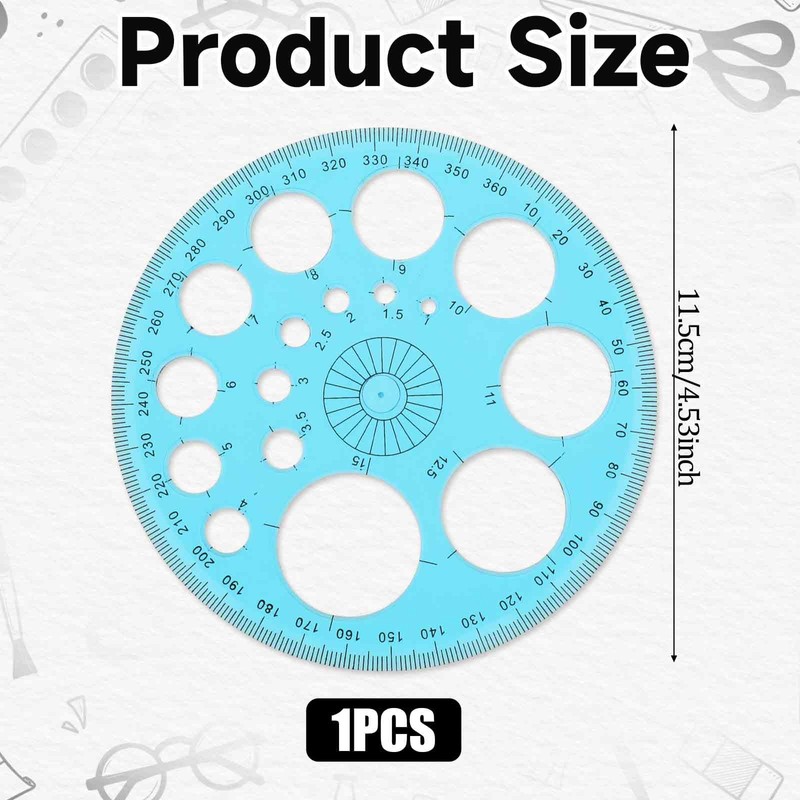 Circle Template for Drawing, Plastic Circle Stencil Geometric Circle Ruler