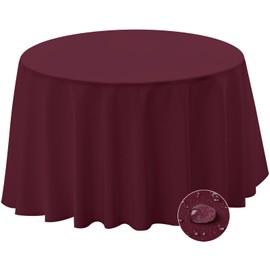 BYDOLL Mantel redondo de 70 pulgadas para mesa de 60 pulgadas de diámetro, mantel de poliéster burdeos, lavable, sin arrugas, a prueba de derrames para fiesta y patio