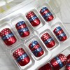 24Pcs Independence Day Press on Nails American Flag Fake Nails