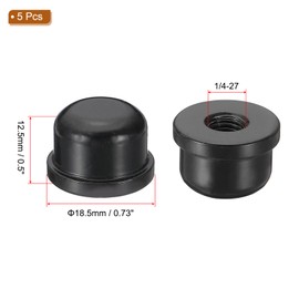 PATIKIL Lamp Finials Caps, Solid Tapped 1/4-27 Thread for Lamp Shade Holder Harp Top, Black Pack of 5