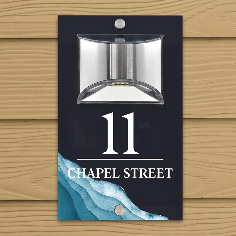 Custom Signs Solar Illuminated Modern Anthracite House Number Sign 24cm
