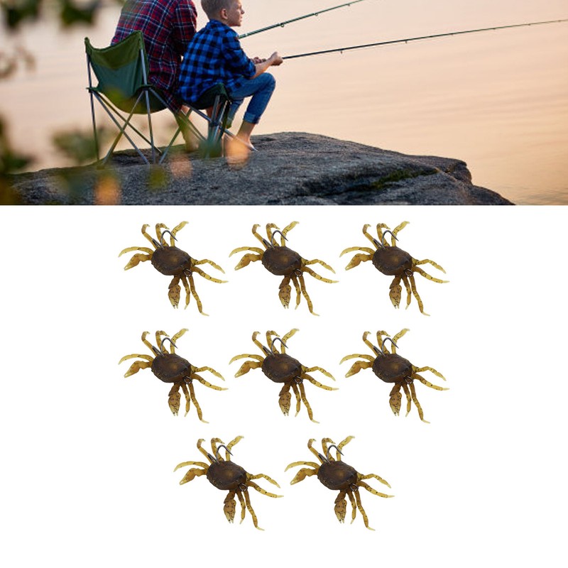 8Pcs Artificial Crab Bait 13cm 33.5g Simulation Crab Soft Lure