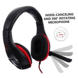 Mipcase Wired Gaming Headset with Microphone Over Ear Stereo Headphones for Lightweight Design with Dual Plug Drivers for