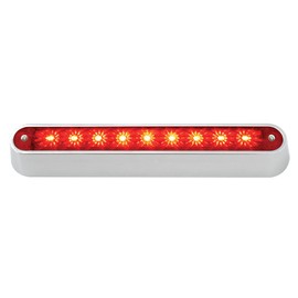 Grand General 76092 Red 6-1/2" 9-LED Sealed Light Bar with Chrome Base and 3 Wires for Dual Function