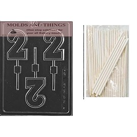 Number 2 Lolly 2nd Birthday Chocolate candy mold numbers and letters candy mold © Molding Instruction+ 25 Lollipop sticks