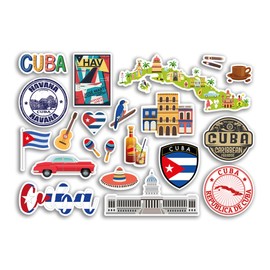 A5 Sticker Sheet Cuba Vinyl Stickers - Cuban Country Landmarks Holiday Stamp Summer Map Flag Travel City Luggage Scrapbooking #79026