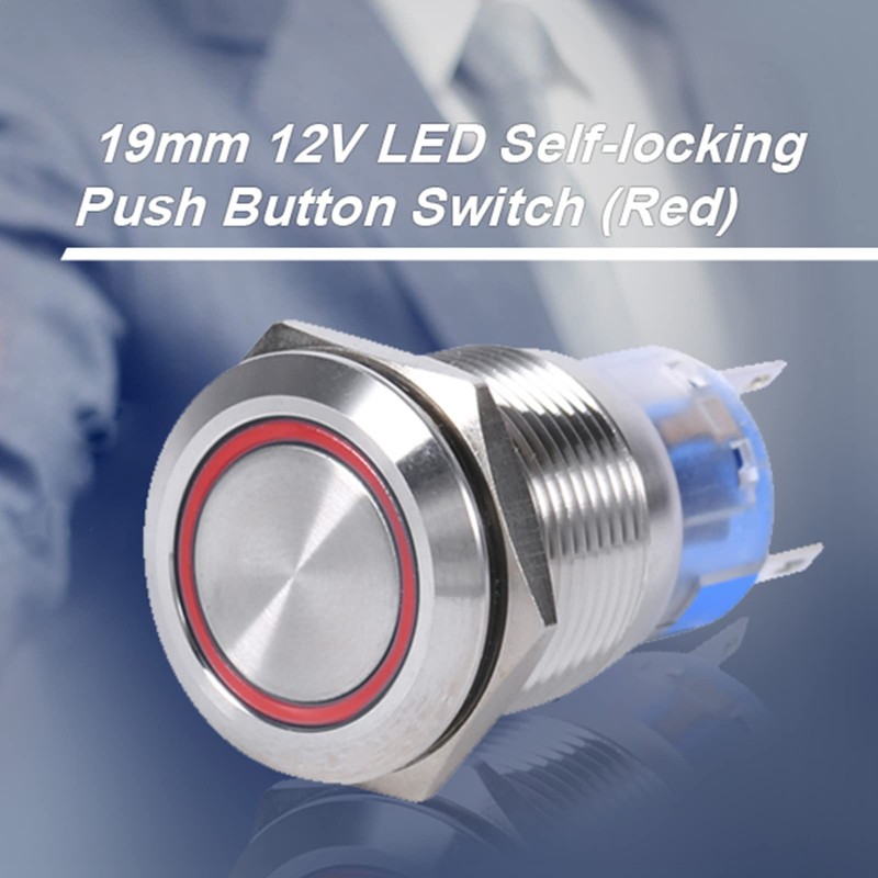 LED Latch Flush Button Switch, 19mm 12V LED Waterproof Stainless