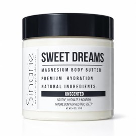 Sinarie- Manteca corporal emulsionada con magnesio Sweet Dreams, 4 oz, 1 unidad | Manteca de mango | Aceite de magnesio de primera calidad