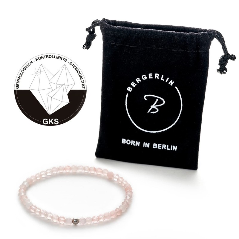 BERGERLIN Genuine Natural Stone Bracelet with 925 Sterling Silver Pearl