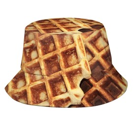 Funny Food Pattern Belgium Waffles Bucket Hat for Men Women Fashion Summer Fisherman Hat Packable Outdoor Travel Beach Sun Caps