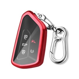 QBUC for Volkswagen Key Fob Cover with Keychain,Car Key Case Fit for VW ID.4 ID.6 MK8 Golf GTI Atlas Cross Sport 2025 Tiguan（Red）