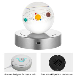 Rotating Display Stand - Spinning Display Stand with Colored Lights - Lighted LED Base for Glass Art with 4 Revolving & 8 Light Modes - Electric & Battery-Operated Platform - 5.1x1.2" (Silver)