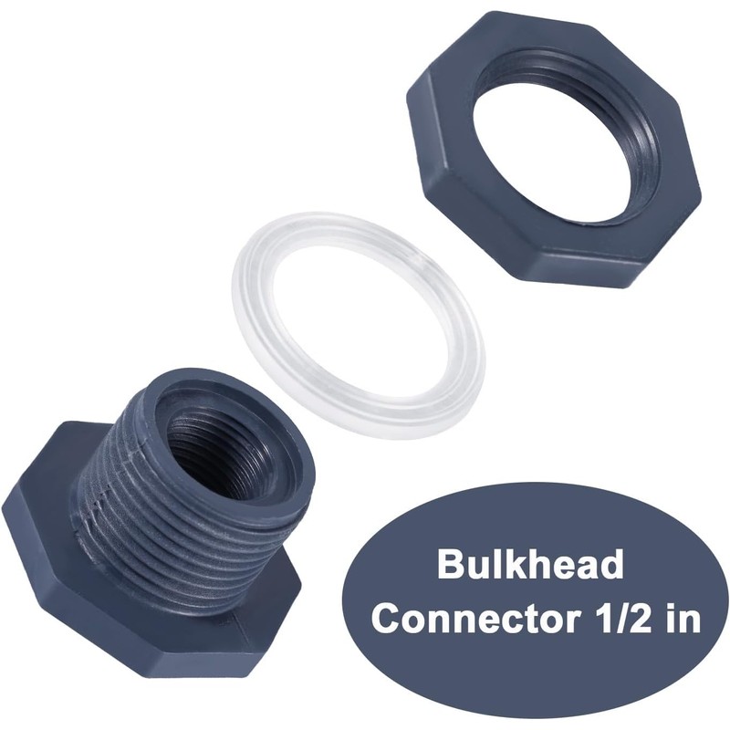 PVC Bulkhead Water Tank Connector Adapter, 4Pcs Bulkhead Fitting Water