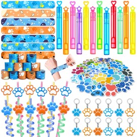 Asiriven 98pcs Dog Party Favors Paw Party Supplies Theme Birthday Decorations Goodies Bags Stuffers