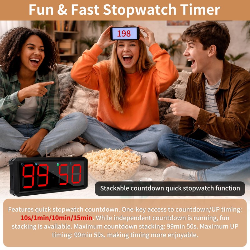 2.1-inch 4-Digit Quick Gym Timer, Suitable for Fitness Training, Event