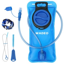 WADEO Hydration Bladder 2L, Leak-Proof Water Reservoir with Sports Scarf, BPA-Free Hydration Pack, Large Mouth, Insulated Tube, Military Water Bag for Jogging, Cycling, Hiking, Climbing, Blue