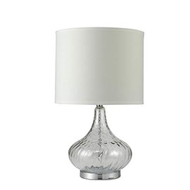 Ore International ORE-31207WH 24.5" in Leann Fluted Table Lamp, Clear Glass and Chrome Silver
