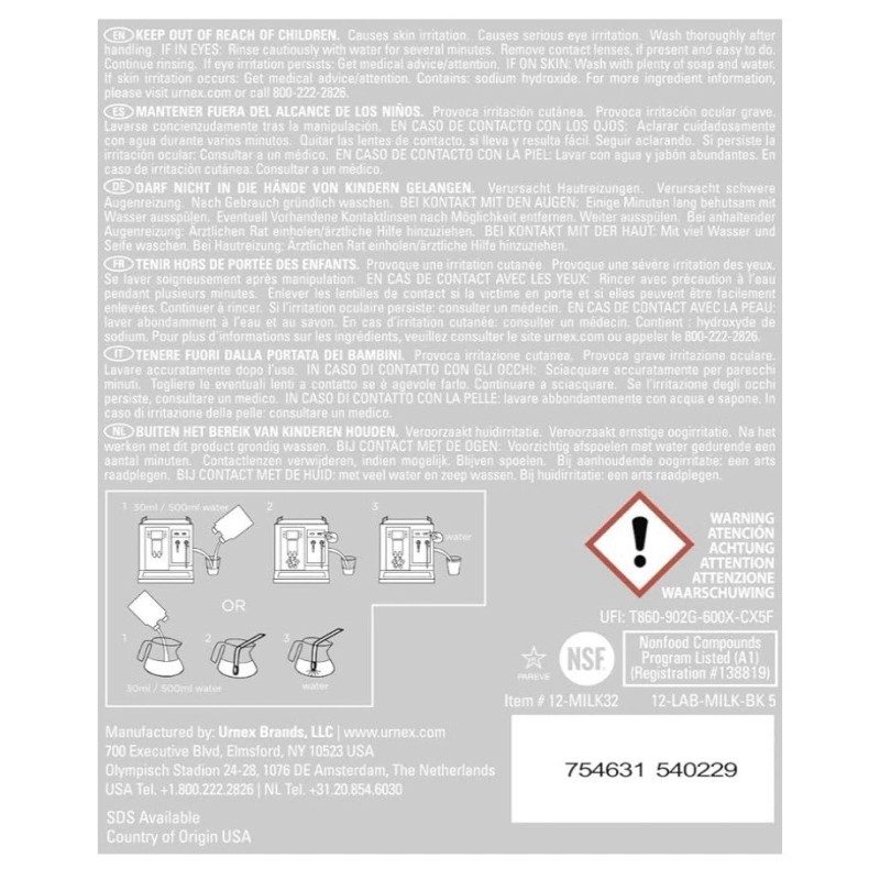 Urnex - Rinza Alkaline Formula Milk Frother Cleaner - 33.6