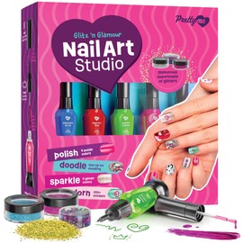 Nail Art Studio for Girls - Birthday Gift - Nail Polish Kit for Kids Ages 7-12 Years Old - Girl Gifts Ideas - Gift Set - Girly Stuff - Polish, Pens, Glitter, Stickers, Gems, Filer - 8 9 10 11 12 Year