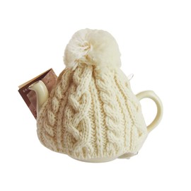 Tea Cozies for Home Use in England, 200 ml, Alan Made in England, 100% Wool, Cable Knitting, Pot Cover, Carefully Knitted, Gently Envelle the Colognized Form of Teapot, Highland2000