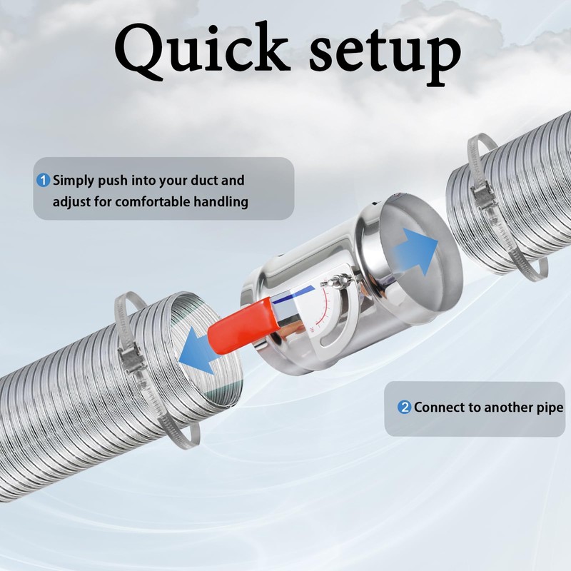 TA-VIGOR HVAC Duct 5 Inch Stainless Steel Backdraft Damper -