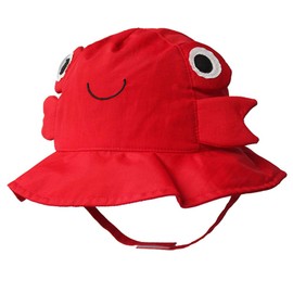 Kids Anti UV Sun Protection Foldable Bucket Hat with Chin Strap Outdoor Animal Cartoon Cap for Baby Toddlers Girls/Boys Summer-Red Crab(19.7''(1-2Years))