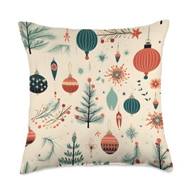 Mid Century Modern, Christmas Holiday, Retro 50's, Nostalgic Throw Pillow