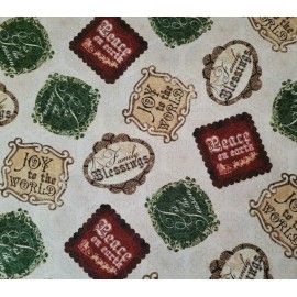 VIP Homespun Holiday BTY Christine Adolph VIP Red Green Ecru Sayings Blocks