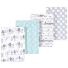 Luvable Friends Hudson Baby Flannel Burp Cloths 4pk, Elephant Gray