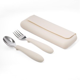 ASOMIC Premium 316 Stainless Steel Toddler Utensils with Silicone Handles & Travel Case, Kids Spoon & Fork Set for Toddler Self Feeding at Daycare, Preschool & School, BPA-Free, Dishwasher Safe