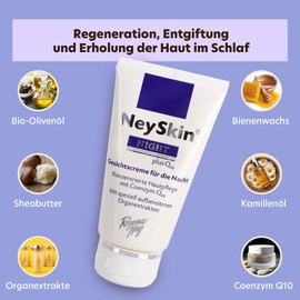 NeySkin Night Gesichtscreme, Feuchtigkeitscreme Gesicht mit Lavendelöl, CQ10 und Sheabutter, feuchtigkeitsspendende Nachtcreme für Frauen und Männer, parabenfrei, aus deutscher Herstellung, 50 ml