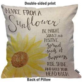 HGOD DESIGNS Cushion Cover Advice From A Sunflower Quotes Print,Throw Pillow Case Home Decorative for Men/Women Living Room Bedroom Sofa Chair 18X18 Inch Pillowcase 45X45cm