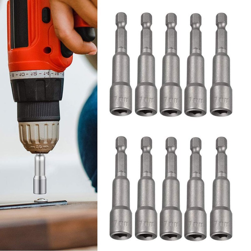 Saipor 10-Piece Magnetic Socket Set 1/4 Inch Hex Shank Socket