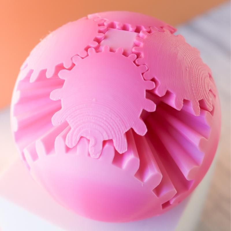 3D Printed - Mechanical Gear Ball Figurine Decor Plastic Smooth:_Black
