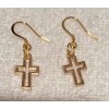 "Handmade" Goldtone Open Cross Earrings w/Gold Plated Earwires NEW Handmade