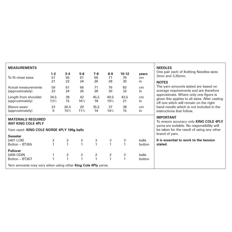 King Cole 4 Ply Knitting Pattern - 6040 Children's Sweater